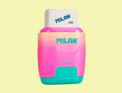 Sacapuntas Milan compact sunset plastico 2 usos con goma de borrar colores 4721116, imagen 3 mini