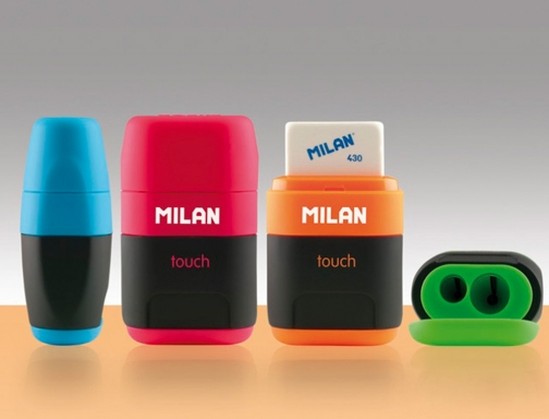 Sacapuntas Milan compact touch duo plastico 2 usos con goma + 2 BYM10272, imagen 4 mini
