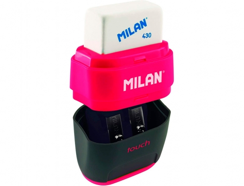Sacapuntas Milan compact touch duo plastico 2 usos con goma + 2 BYM10272, imagen 5 mini