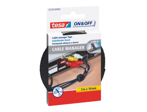 Velcro adhesivo Tesa para agrupar cables 5 m x 10 mm color 55239-00000-01, imagen 2 mini