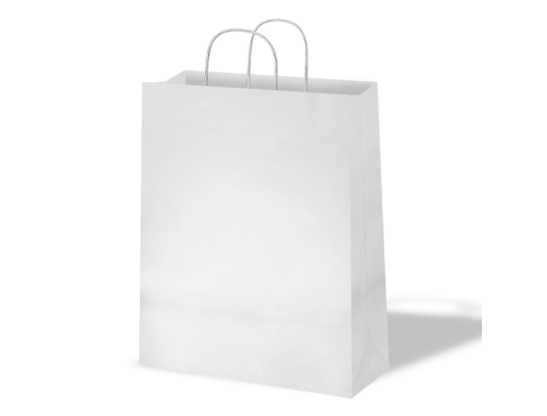 Bolsa kraft basika celulosa blanco 90 gr asa retorcida tamao - l- Blanca 02104013, imagen 2 mini