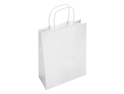 Bolsa papel Q-connect celulosa blanco l con asa retorcida 320x400x14 mm KF03758, imagen 5 mini