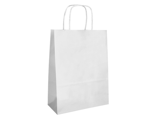 Bolsa papel Q-connect celulosa blanco xs con asa retorcida 180x240x80 mm KF03740, imagen 3 mini