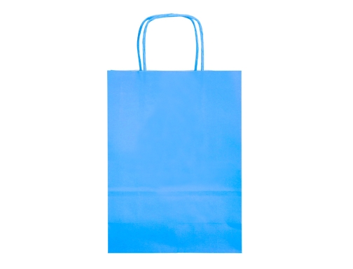 Bolsa papel Q-connect celulosa celeste xs con asa retorcida 180x240x80 mm KF03743, imagen 2 mini