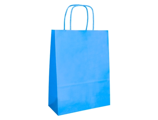 Bolsa papel Q-connect celulosa celeste xs con asa retorcida 180x240x80 mm KF03743, imagen 3 mini