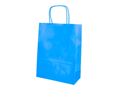 Bolsa papel Q-connect celulosa celeste xs con asa retorcida 180x240x80 mm KF03743, imagen 4 mini