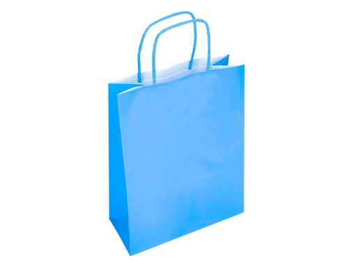 Bolsa papel Q-connect celulosa celeste xs con asa retorcida 180x240x80 mm KF03743, imagen 5 mini