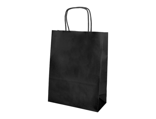 Bolsa papel Q-connect celulosa negro xs con asa retorcida 180x240x80 mm KF03742, imagen 4 mini