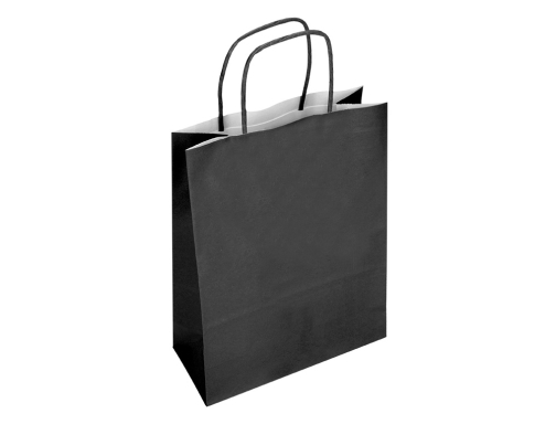 Bolsa papel Q-connect celulosa negro m con asa retorcida 270x370x12 mm KF03752, imagen 5 mini