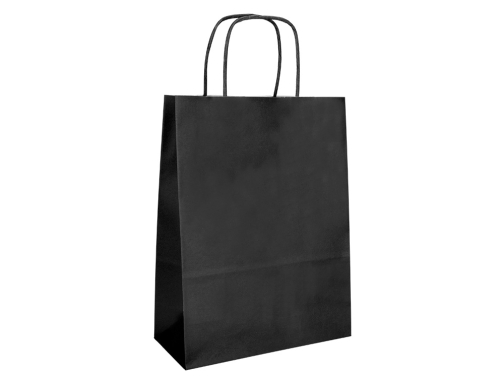 Bolsa papel Q-connect celulosa negro l con asa retorcida 320x400x14 mm KF03760, imagen 3 mini