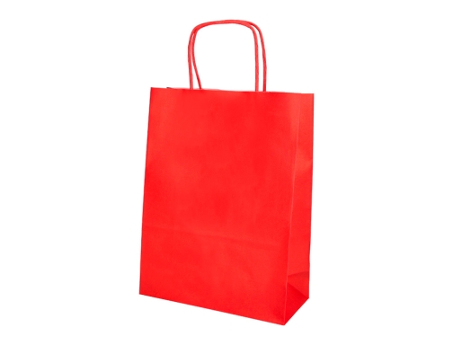 Bolsa papel Q-connect celulosa rojo xs con asa retorcida 180x240x80 mm KF03741, imagen 3 mini