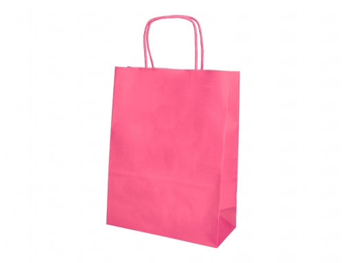 Bolsa papel Q-connect celulosa rosa m con asa retorcida 270x370x12 mm KF03754, imagen 4 mini