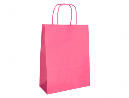 Bolsa papel Q-connect celulosa rosa l con asa retorcida 320x400x14 mm KF03762, imagen 3 mini