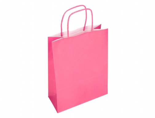 Bolsa papel Q-connect celulosa rosa l con asa retorcida 320x400x14 mm KF03762, imagen 5 mini
