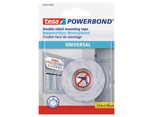 Cinta adhesiva Tesa doble cara powerbond universal utilizacion interior 1,5 m x 58565-00001-00, imagen 2 mini