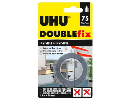 Cinta adhesiva Uhu doublefix invisible doble cara extra fuerte 1,5 mt x 44868, imagen 2 mini
