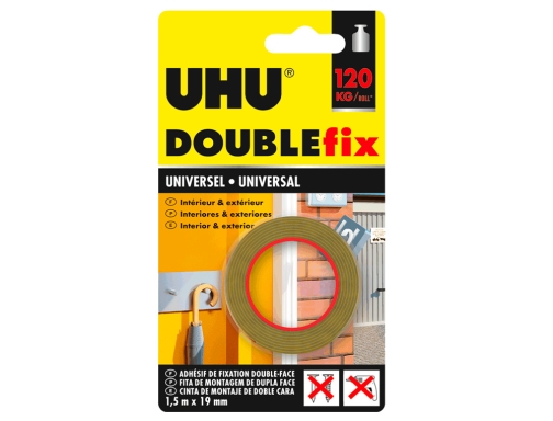 Cinta adhesiva Uhu doublefix marron doble cara extra fuerte 1,5 mt x 36497, imagen 2 mini