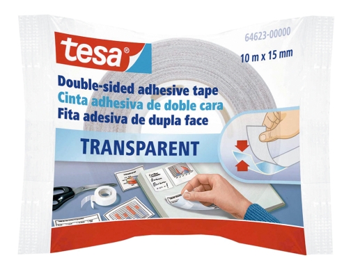 Cinta adhesiva Tesa doble cara transparente 10 mt x 15 mm 64623-0000-00, imagen 2 mini