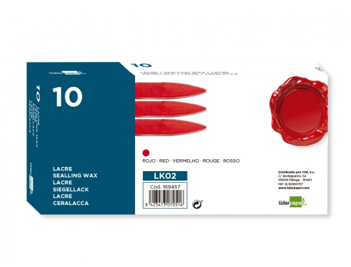 Lacre Liderpapel rojo caja de 10 barras 169457, imagen 5 mini