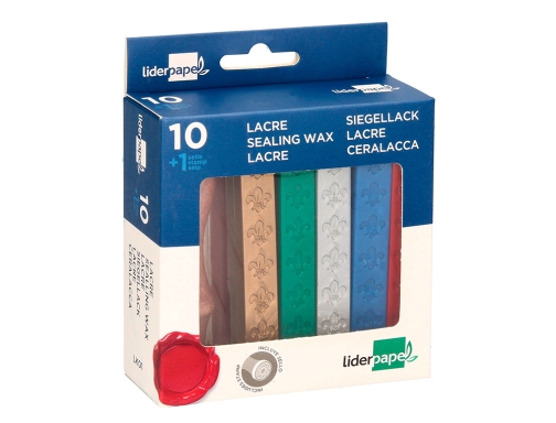 Lacre Liderpapel con sello de carta juego de 10 barras colores surtidos 10435, imagen 3 mini