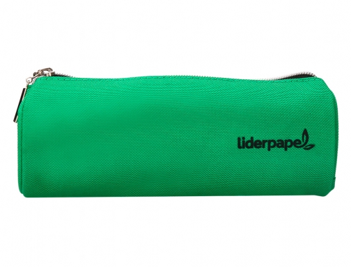 Bolso escolar Liderpapel portatodo cilindrico con 2 cremalleras de nylon verde 205x75x75 06302, imagen 3 mini