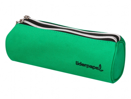 Bolso escolar Liderpapel portatodo cilindrico con 2 cremalleras de nylon verde 205x75x75 06302, imagen 5 mini