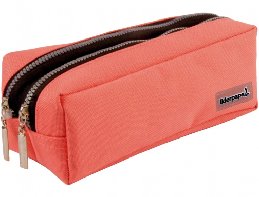 Bolso escolar Liderpapel portatodo rectangular 2 bolsillos coral 185x55x70 mm 06294 , rosa, imagen 2 mini