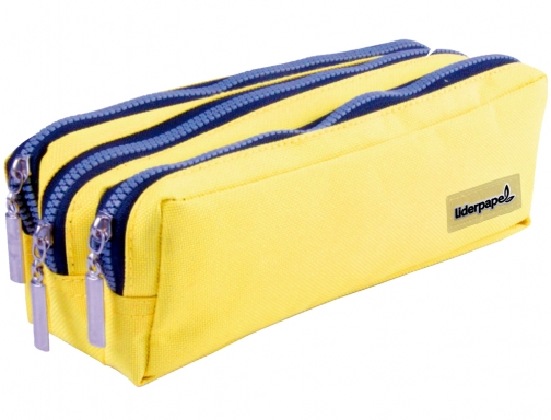 Bolso escolar Liderpapel portatodo rectangular 3 bolsillos amarillo pastel 185x80x70 mm 06295, imagen 2 mini