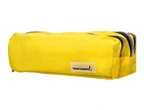 Bolso escolar Liderpapel portatodo rectangular 3 bolsillos amarillo pastel 185x80x70 mm 06295, imagen 4 mini