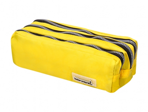 Bolso escolar Liderpapel portatodo rectangular 3 bolsillos amarillo pastel 185x80x70 mm 06295, imagen 5 mini