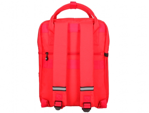 Cartera Antartik mochila 2 asas y bolsillos exteriores rojo 300x115x390 mm ME23, imagen 4 mini