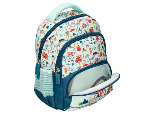 Cartera escolar Liderpapel moc hila multibolsillo infantil cars azul 350x110x270 mm 169407, imagen 5 mini