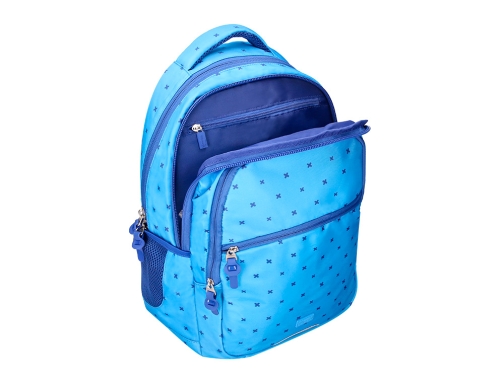 Cartera escolar Liderpapel moc hila multibolsillo diseo azul 450x145x300 mm 169412, imagen 5 mini