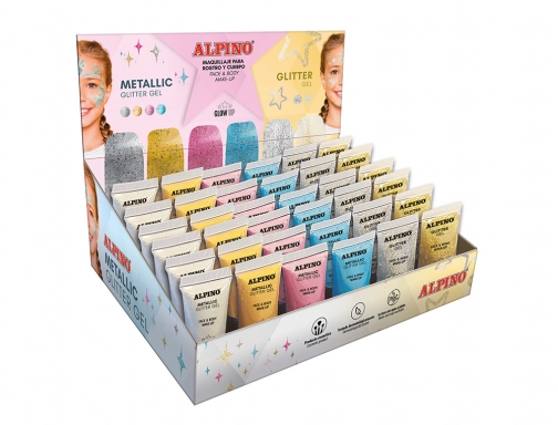 Expositor Alpino gel maquillaje 24 glittter gel de metal + 12 glitter DL000600 , surtidos, imagen 3 mini