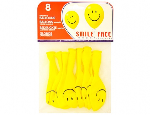 Globo 100% latex biodegradable cara sonriente bolsa de 8 unidades Blanca 26058 (20058), imagen 2 mini