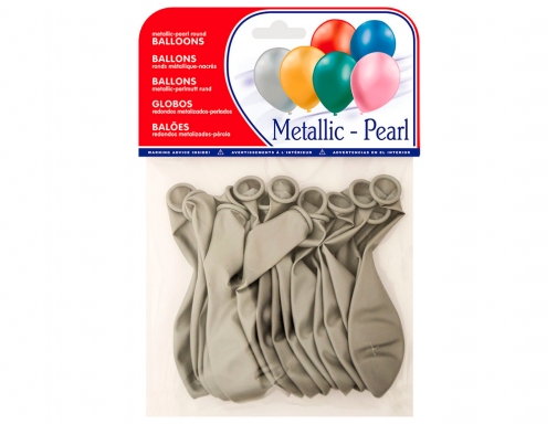 Globo 100% latex biodegradable metalizado plata bolsa de 15 unidades Blanca 26025 (20025), imagen 2 mini
