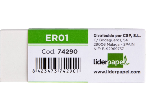 Goma de borrar Liderpapel blanca unidad 74290, imagen 3 mini