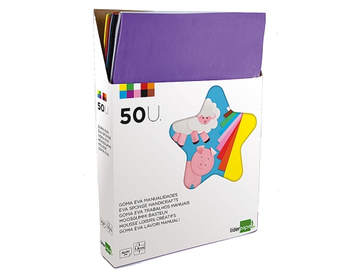 Goma eva Liderpapel expositor de 50 planchasx10 colores surtidos 50x70 cm 1,5 43367, imagen 2 mini