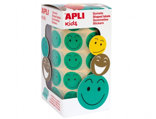 Gomets Apli autoadhesivo smile verde cara feliz rollo de 900 unidades 14373, imagen 2 mini