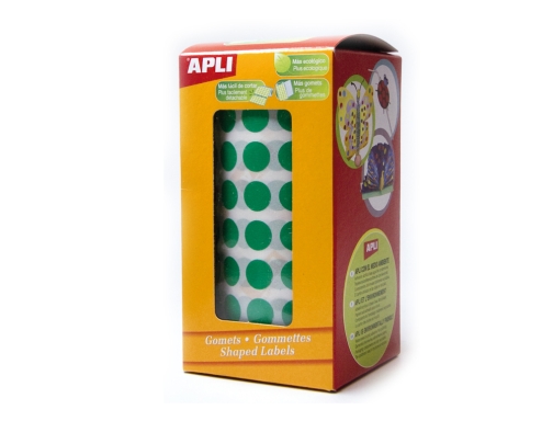 Gomets autoadhesivos circulares 20mm verde rollo de 1770 unidades Apli 4862, imagen 2 mini