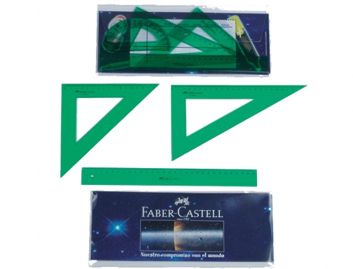 Juego escuadra y cartabon petaca faber-castell metacrilato color verde Faber-Castell 65021, imagen 2 mini