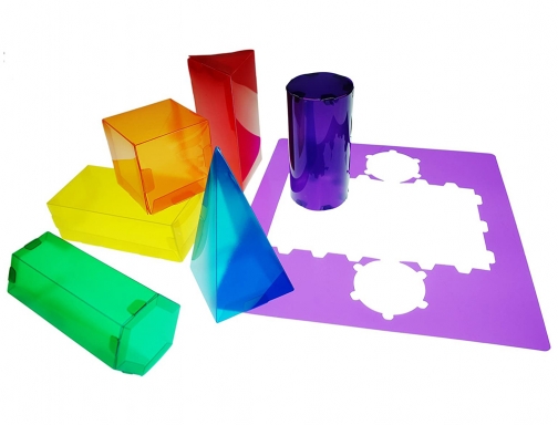Juego plantillas 3d Henbea plastico flexible formas geometricas colores translucidos 35x35 cm 861, imagen 2 mini