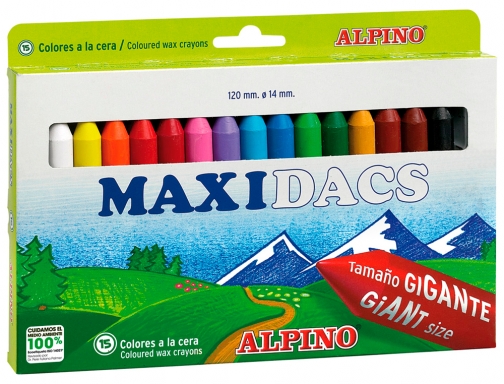 Lapices cera Alpino maxidacs caja de 15 unidades colores surtidos DX050216, imagen 2 mini