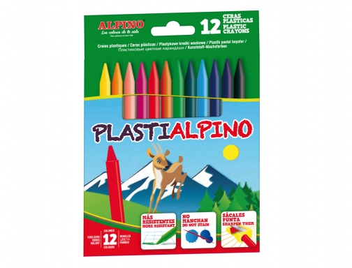 Lapices cera Alpino plasti caja de 12 unidades colores surtidos PA000012, imagen 2 mini