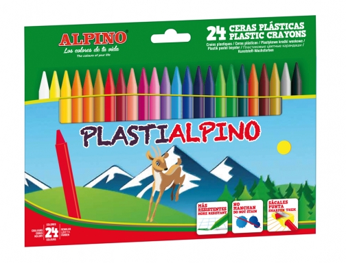 Lapices cera Alpino plasti caja de 24 unidades colores surtidos PA000024, imagen 2 mini