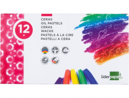 Lapices cera blanda Liderpapel caja de 12 unidades colores surtidos 36167, imagen 2 mini