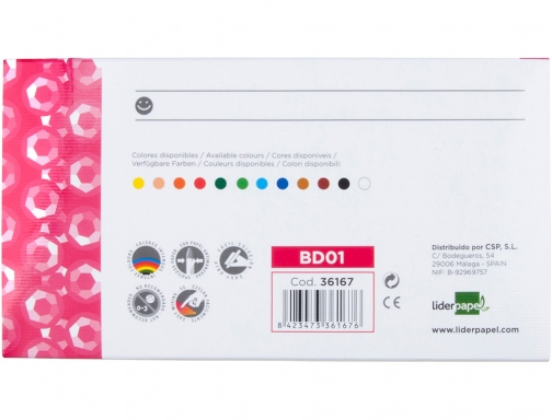 Lapices cera blanda Liderpapel caja de 12 unidades colores surtidos 36167, imagen 3 mini