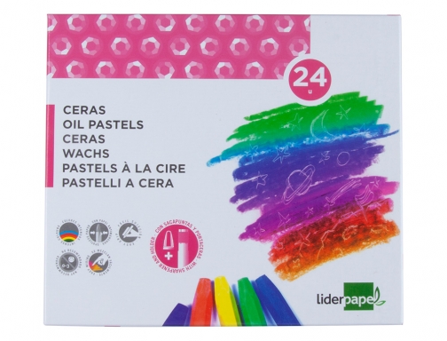 Lapices cera blanda Liderpapel caja de 24 unidades colores surtidos 36169, imagen 2 mini