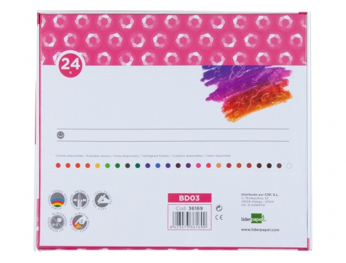 Lapices cera blanda Liderpapel caja de 24 unidades colores surtidos 36169, imagen 3 mini