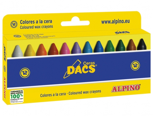 Lapices cera Dacs caja de 12 colores surtidos DA050290, imagen 2 mini